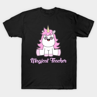 Pink Unicorn Glasses Teacher T-Shirt